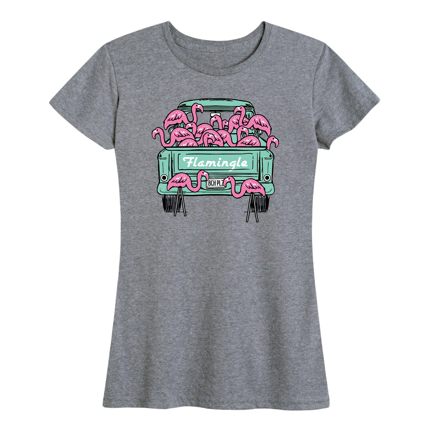Instant Message - Flamingo Truck - Women's Short Sleeve Graphic T-Shirt sold by Zulily