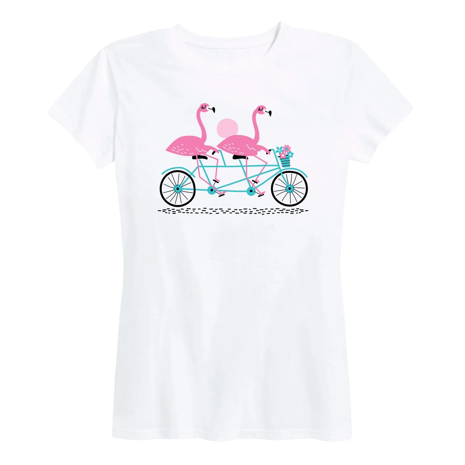 Instant Message - Flamingos Tandem Bike - Women's Short Sleeve Graphic T-Shirt sold by Zulily product image thumbnail 2