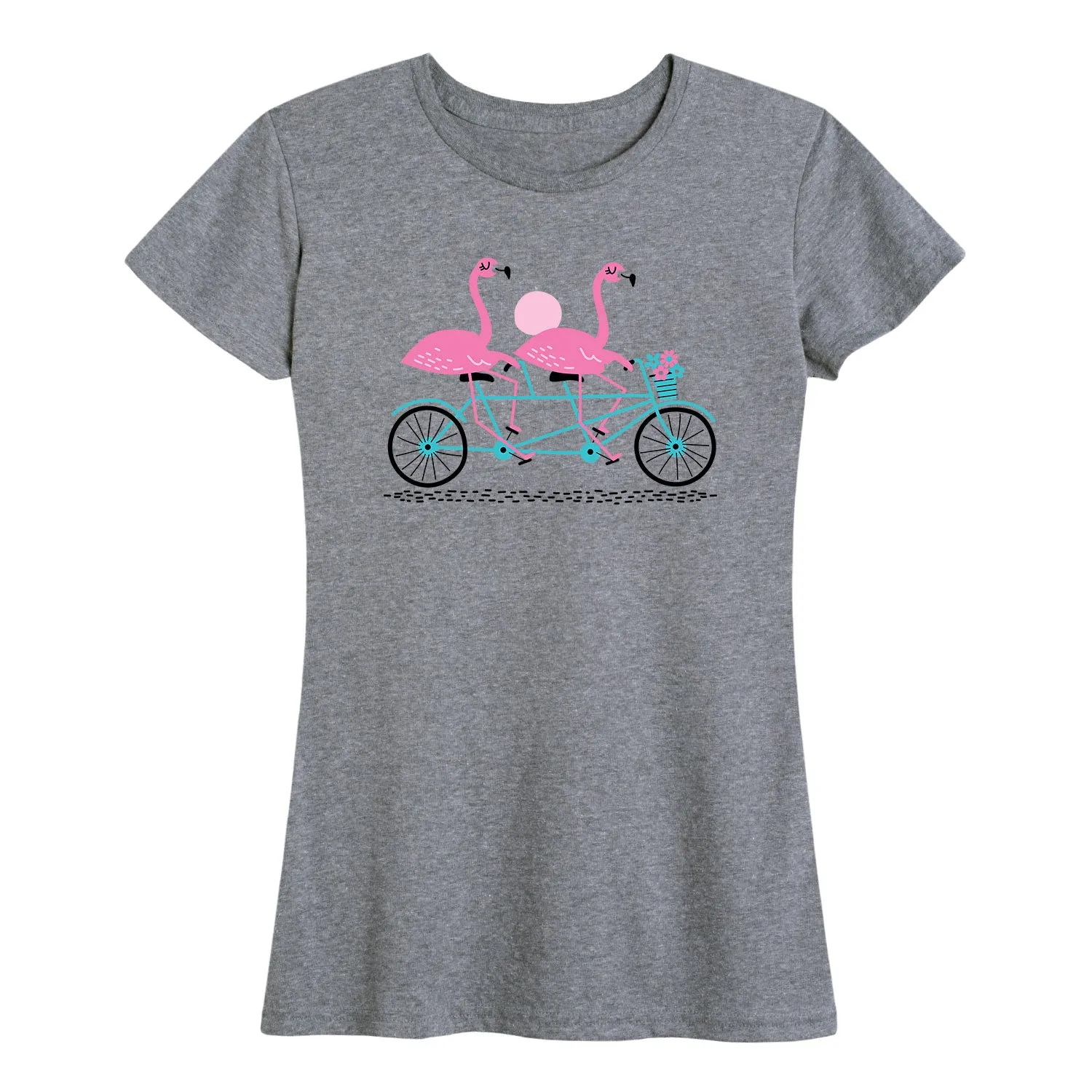 Instant Message - Flamingos Tandem Bike - Women's Short Sleeve Graphic T-Shirt sold by Zulily