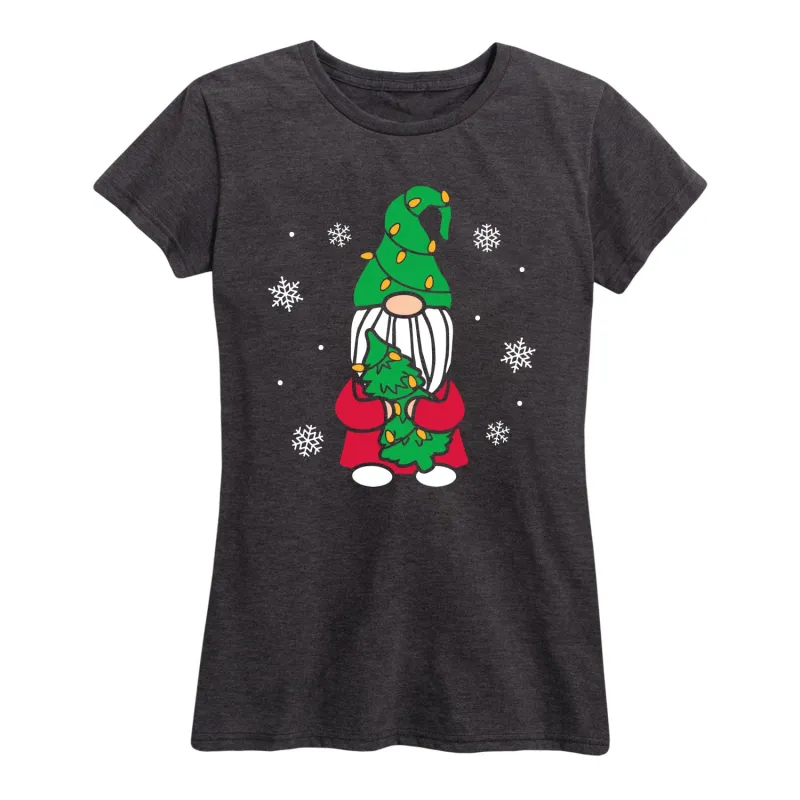 Instant Message - Gnome With Tree And Lights - Women's Short Sleeve Graphic T-Shirt sold by Zulily