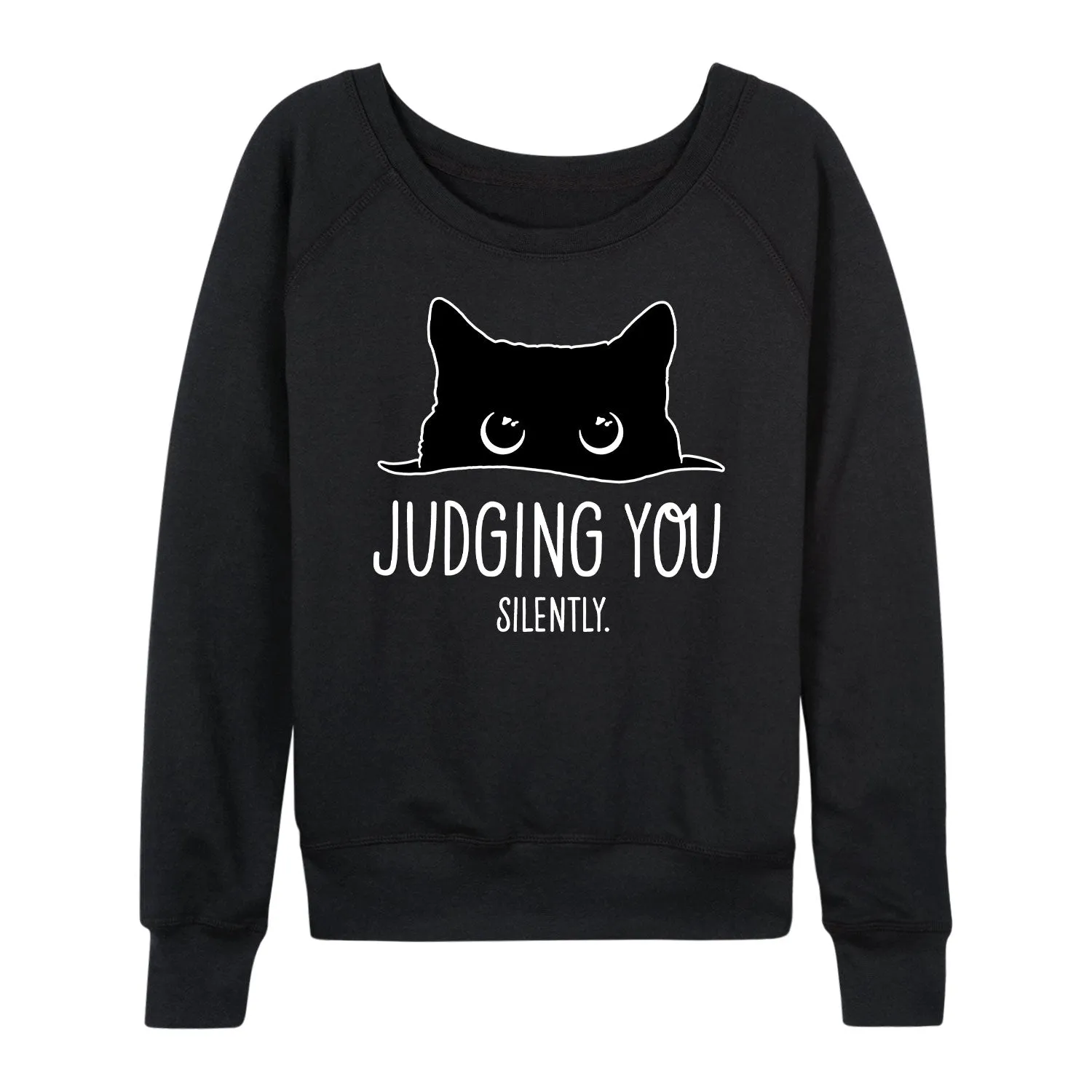 Instant Message - Judging Silently White Ink - Women's Lightweight French Terry Long Sleeve Shirt sold by Zulily product image thumbnail 2