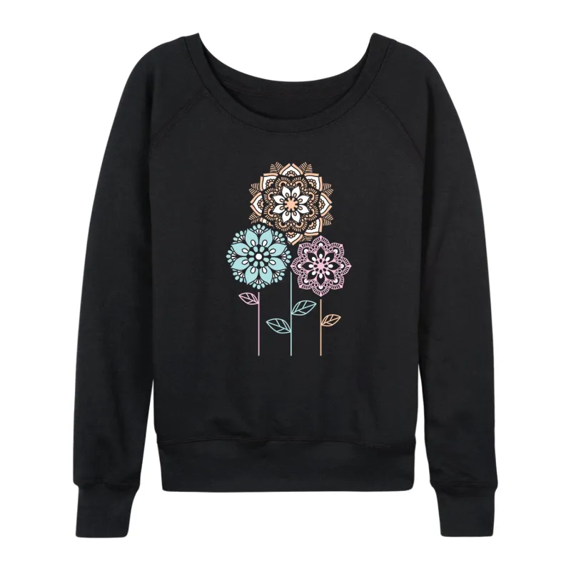 Instant Message - Decorative Flowers - Women's Lightweight French Terry Long Sleeve Shirt sold by Zulily