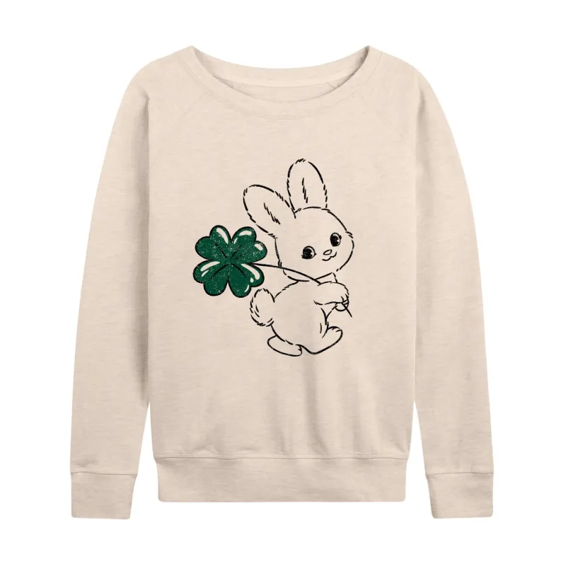 Instant Message - Bunny And Clover - Women's Lightweight French Terry Long Sleeve Shirt sold by Zulily