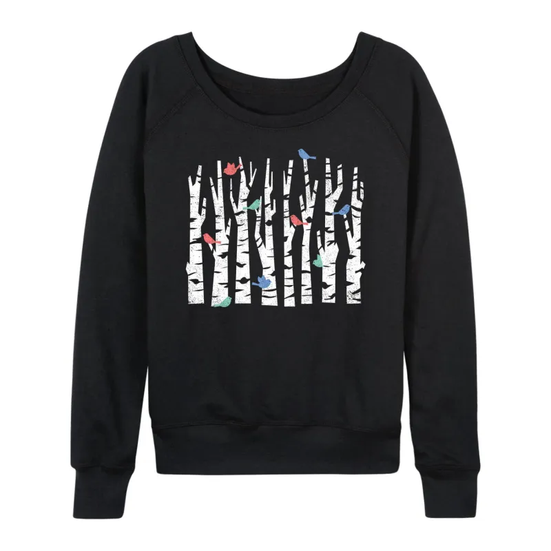 Instant Message - Trees And Birds - Women's Lightweight French Terry Long Sleeve Shirt sold by Zulily