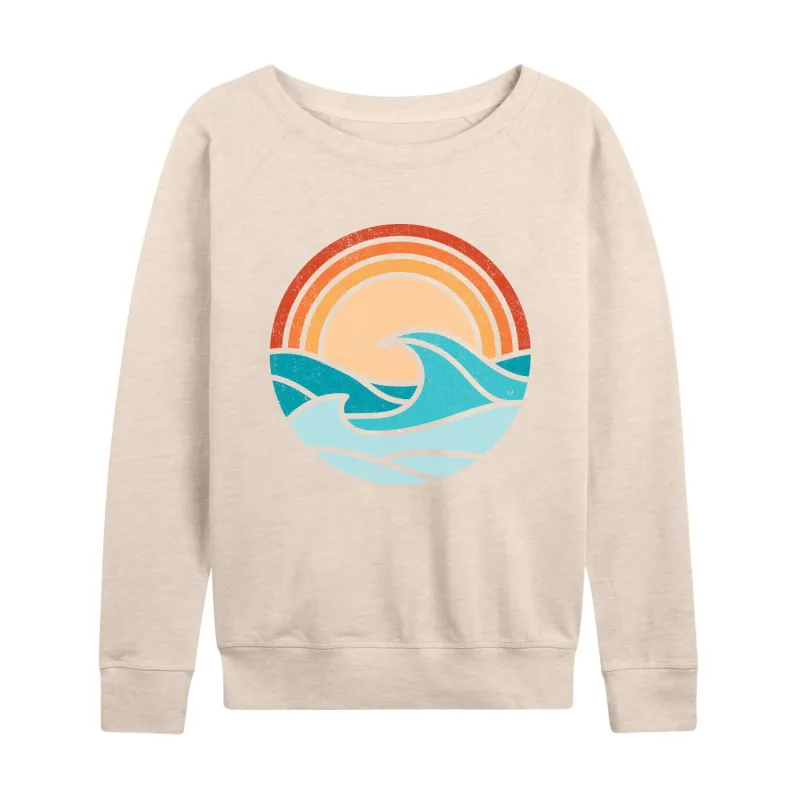 Instant Message - Wave Scene - Women's Lightweight French Terry Long Sleeve Shirt sold by Zulily