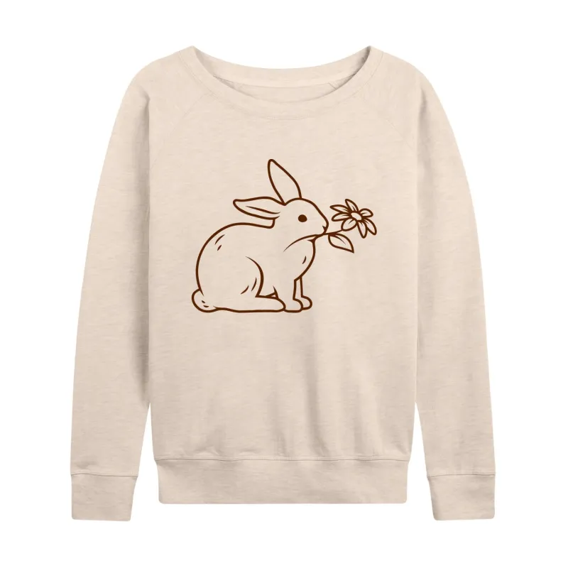 Instant Message - Bunny With Flower - Women's Lightweight French Terry Long Sleeve Shirt sold by Zulily