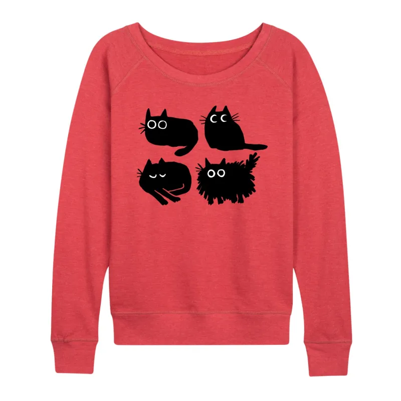 Instant Message - Sketched Black Cats - Women's Lightweight French Terry Long Sleeve Shirt sold by Zulily