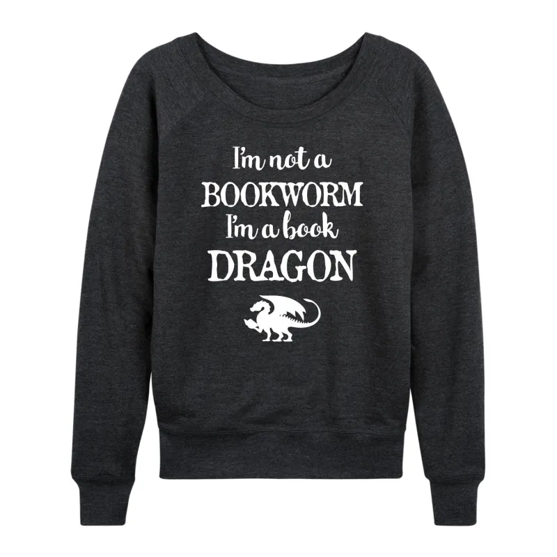 Instant Message - I'm A Book Dragon - Women's Lightweight French Terry Long Sleeve Shirt sold by Zulily