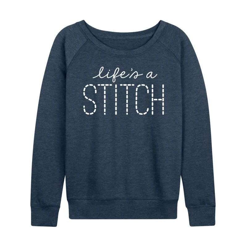 Instant Message - Lifes A Stitch - Women's Lightweight French Terry Long Sleeve Shirt sold by Zulily