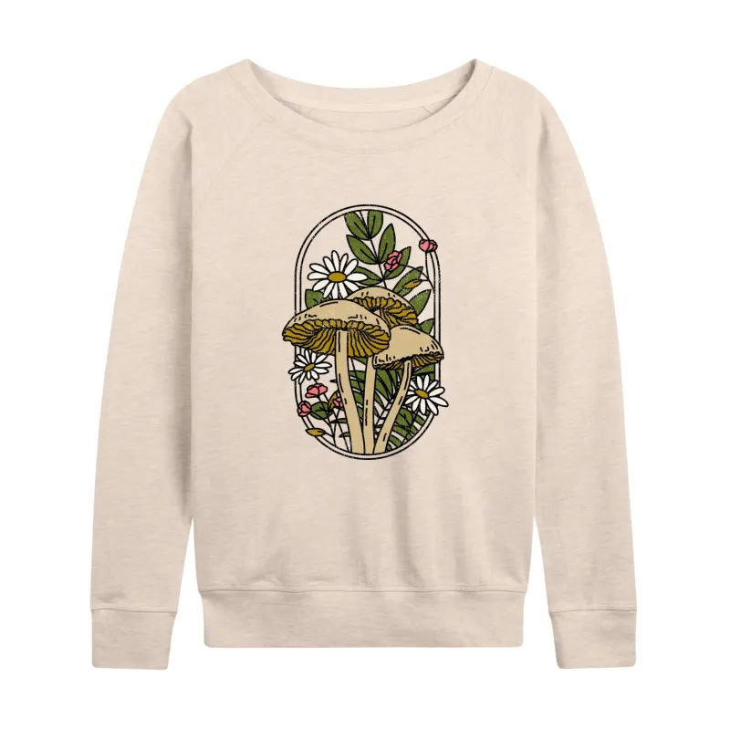 Instant Message - Mushrooms And Flowers - Women's Lightweight French Terry Long Sleeve Shirt sold by Zulily