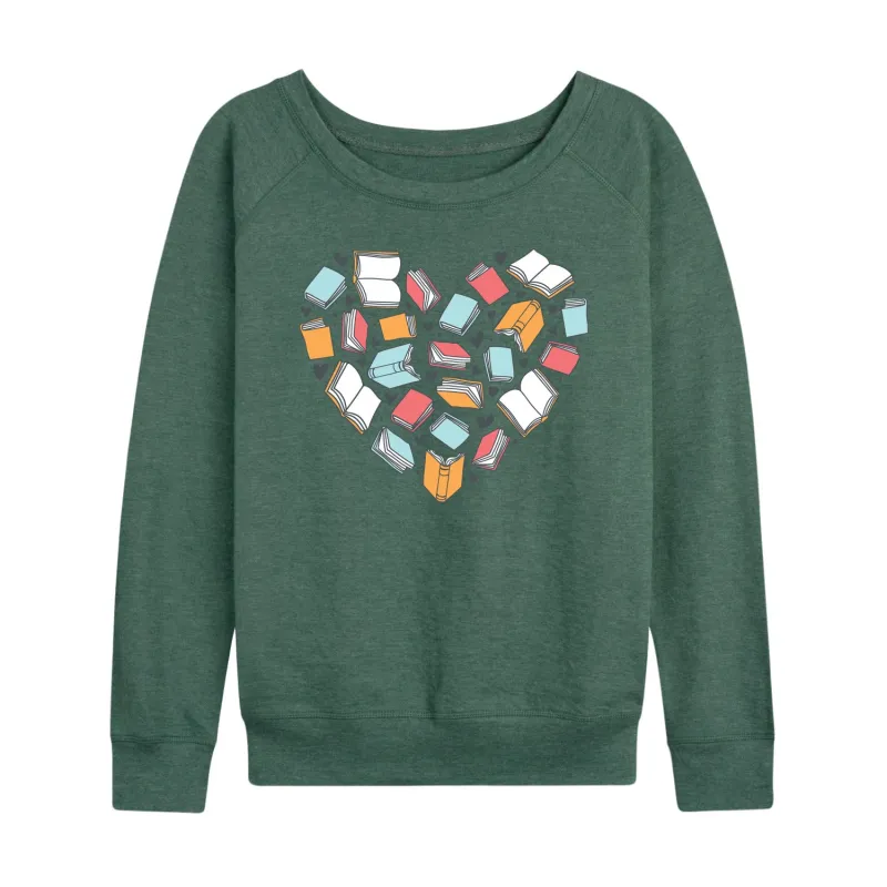 Instant Message - Book Heart - Women's Lightweight French Terry Long Sleeve Shirt sold by Zulily