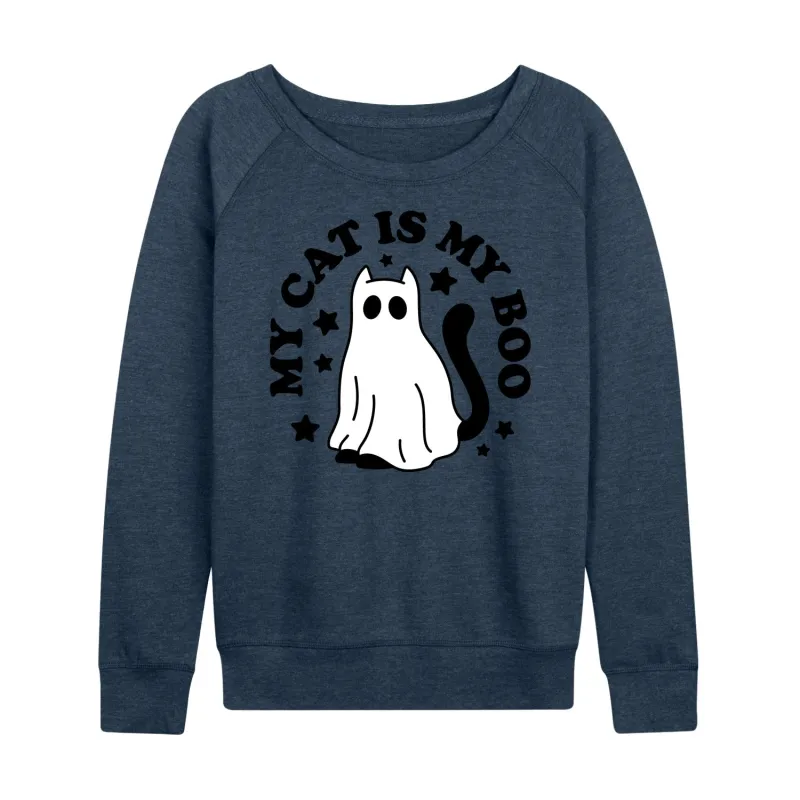 Instant Message - My Cat Is My Boo - Women's Lightweight French Terry Long Sleeve Shirt sold by Zulily