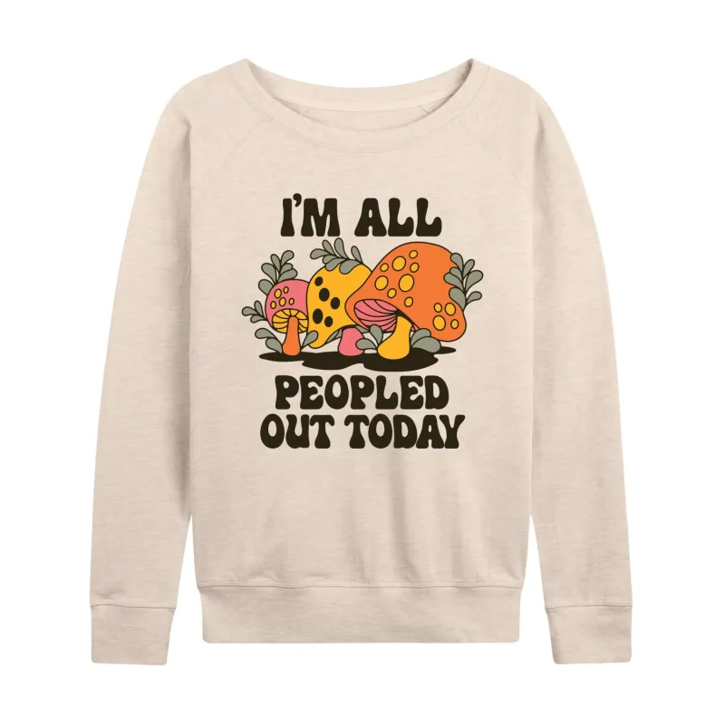 Instant Message - I'm All Peopled Out Today Mushrooms - Women's Lightweight French Terry Long Sleeve Shirt made by Zulily