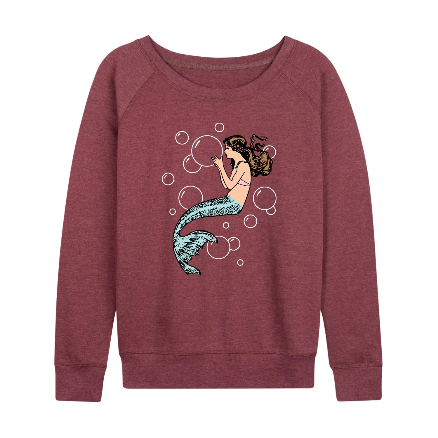 Instant Message - Mermaid Holding Bubbles - Women's Lightweight French Terry Long Sleeve Shirt sold by Zulily product image thumbnail 4