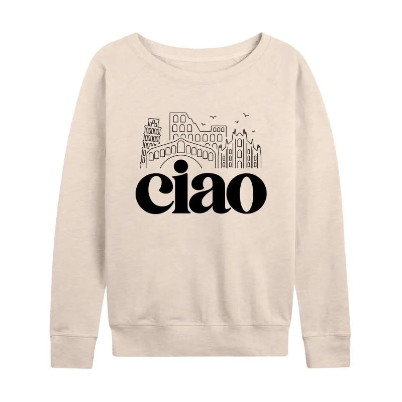 Instant Message - Ciao - Women's Lightweight French Terry Long Sleeve Shirt sold by Zulily