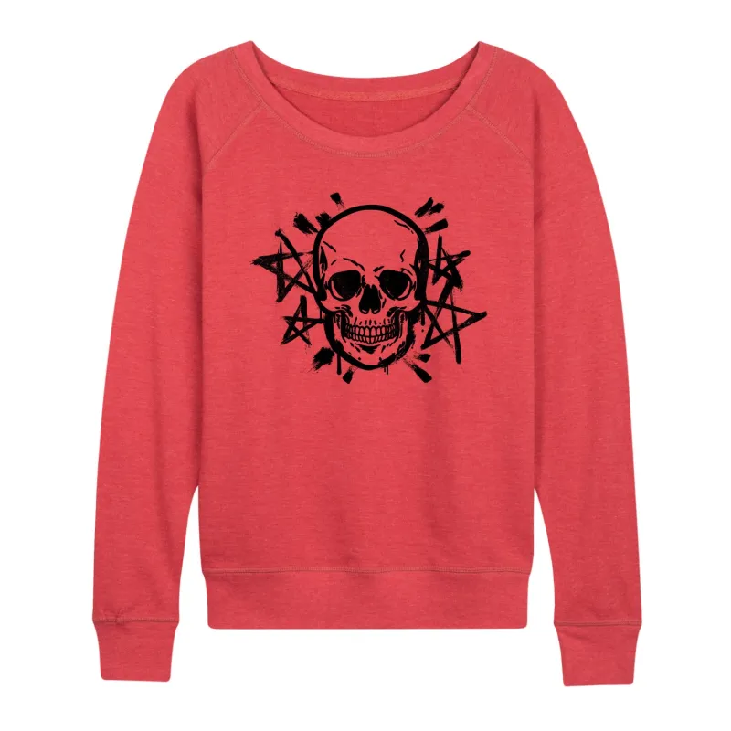 Instant Message - Skull And Stars - Women's Lightweight French Terry Long Sleeve Shirt sold by Zulily