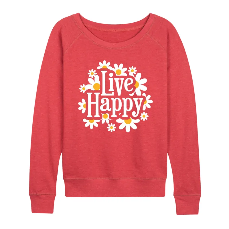 Instant Message - Spring - Live Happy - Women's Lightweight French Terry Long Sleeve Shirt sold by Zulily
