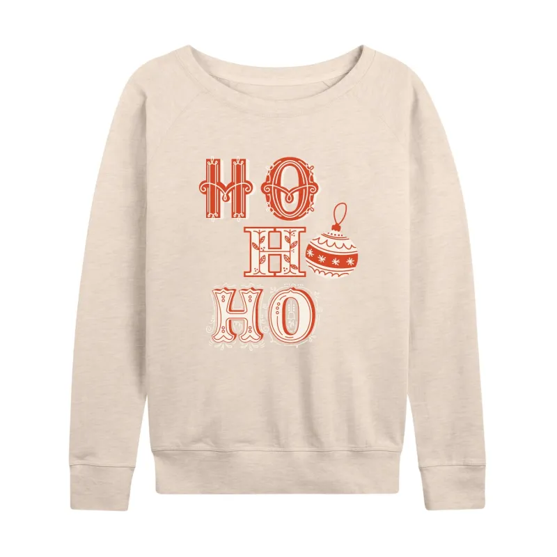 Instant Message - Christmas - Ho Ho Ho Ornament - Women's Lightweight French Terry Long Sleeve Shirt sold by Zulily