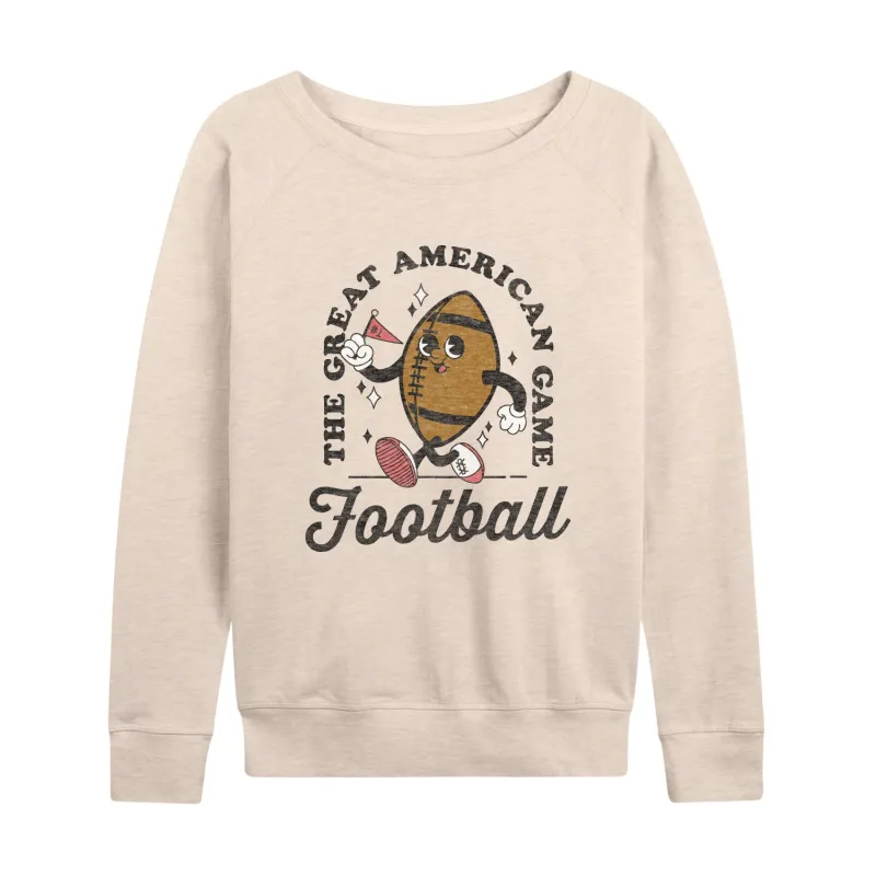 Instant Message - Vintage Football Mascot - Women's Lightweight French Terry Long Sleeve Shirt sold by Zulily
