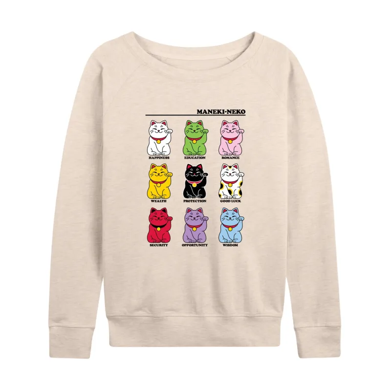 Instant Message - Lucky Cat - Women's Lightweight French Terry Long Sleeve Shirt sold by Zulily