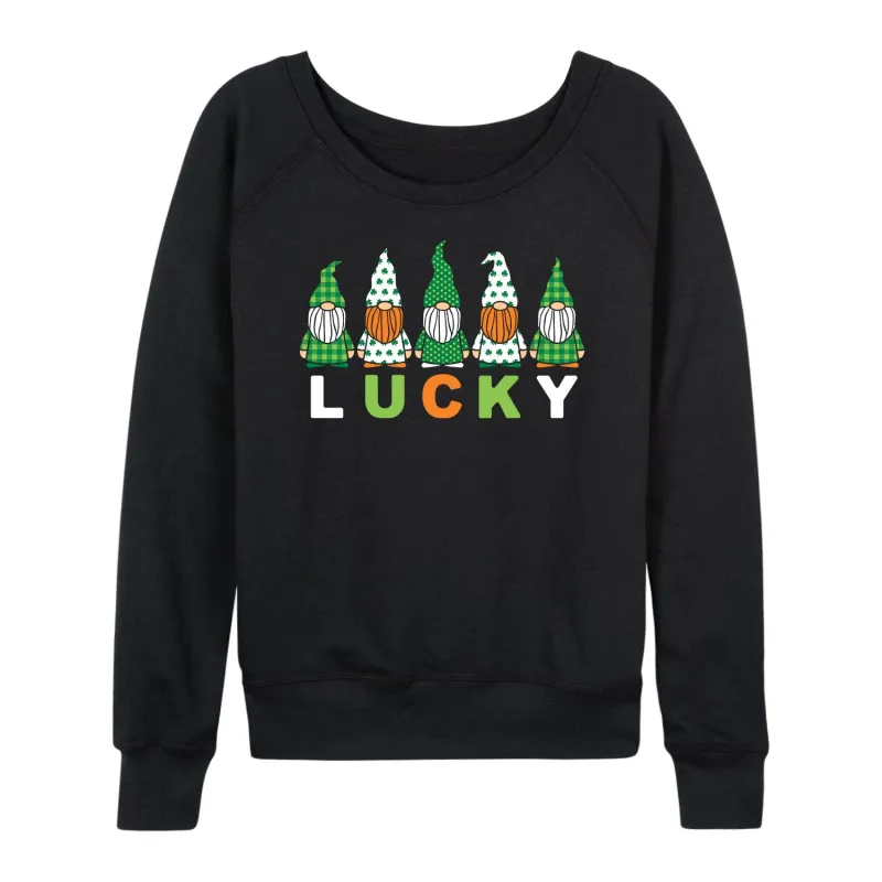 Instant Message - Lucky Gnomes - Ladies French Terry Long Sleeve Shirt made by Zulily