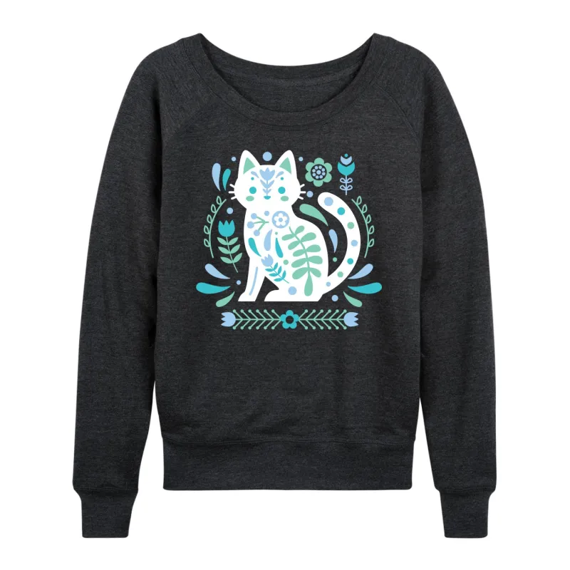 Instant Message - Scandinavian Cat - Women's Lightweight French Terry Long Sleeve Shirt sold by Zulily