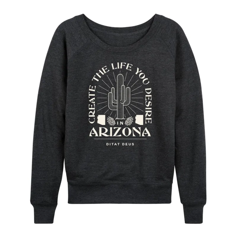 Instant Message - Create Life Arizona - Women's Lightweight French Terry Long Sleeve Shirt sold by Zulily