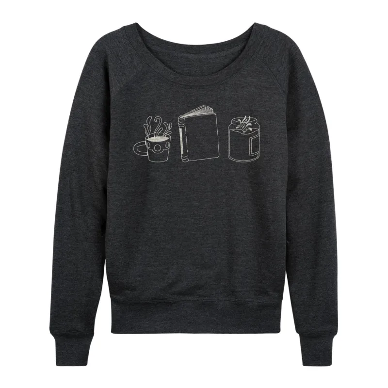 Instant Message - Coffee Book Candle - Women's Lightweight French Terry Long Sleeve Shirt sold by Zulily
