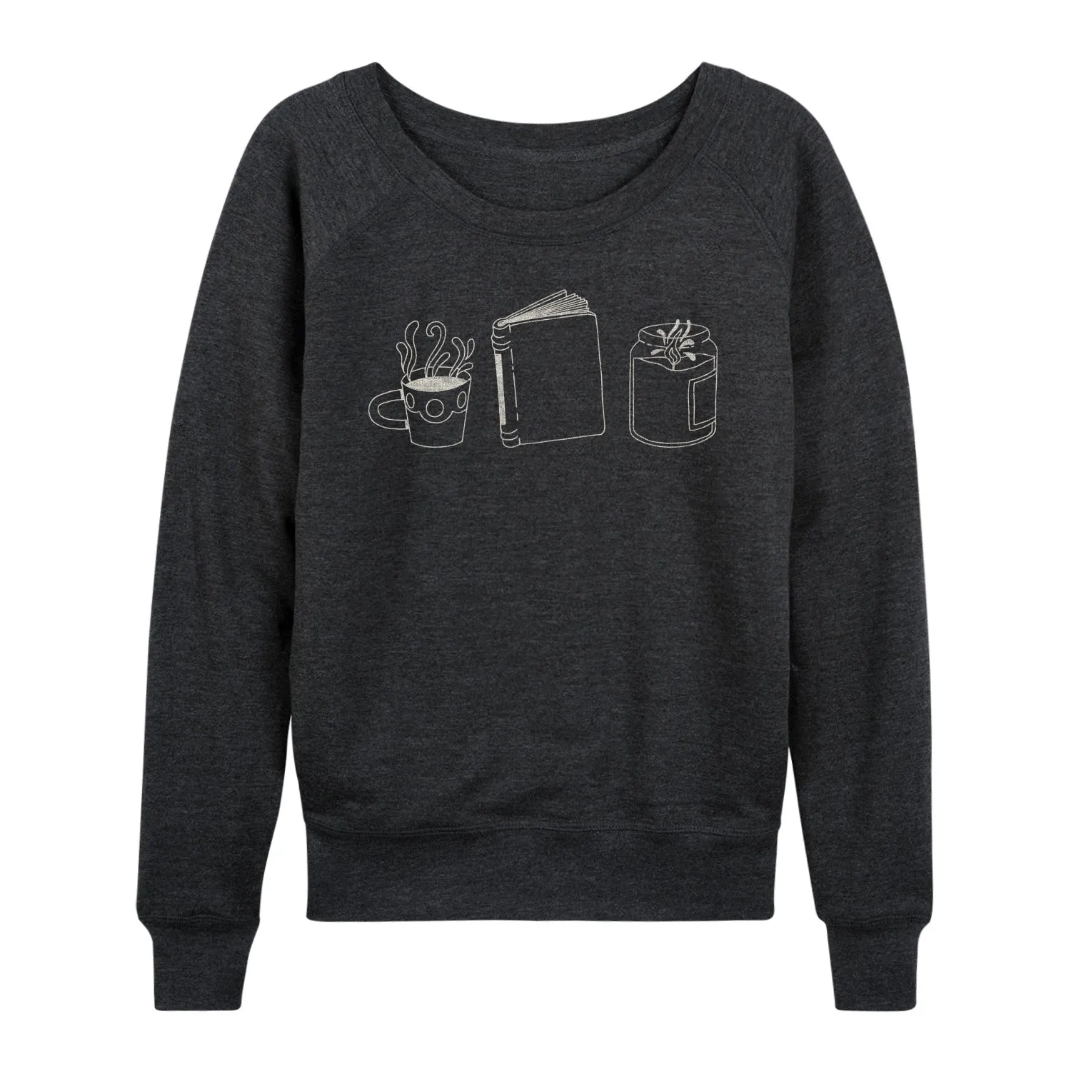 Instant Message - Coffee Book Candle - Women's Lightweight French Terry Long Sleeve Shirt sold by Zulily