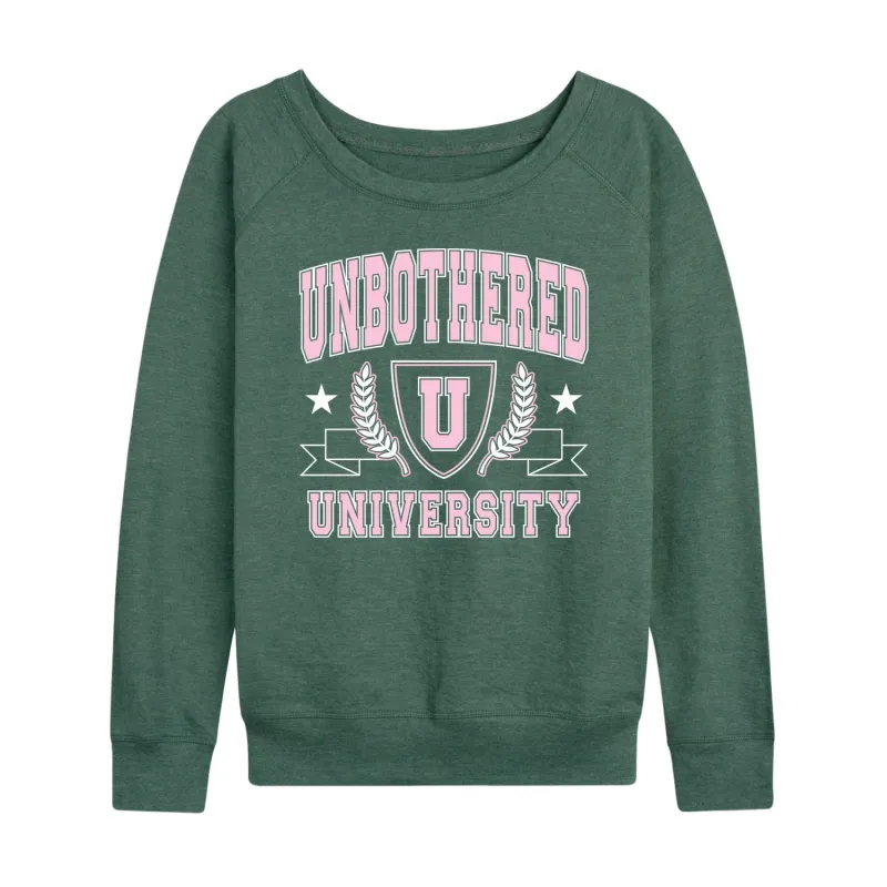 Instant Message - Unbothered University - Ladies French Terry Long Sleeve Shirt sold by Zulily