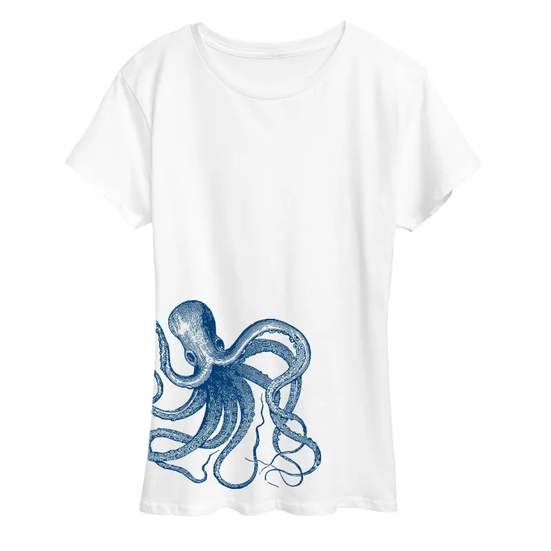 Instant Message - Octopus Side Hit - Women's Short Sleeve Graphic T-Shirt sold by Zulily