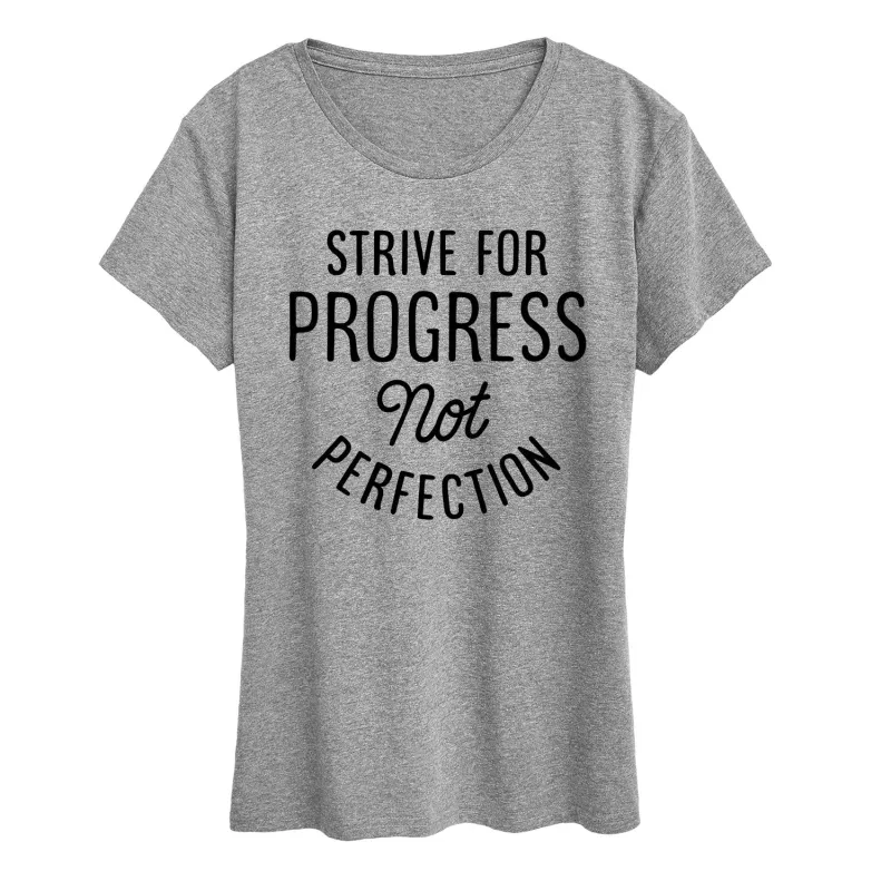 Instant Message - Strive For Progress Not Perfection - Women's Short Sleeve Graphic T-Shirt sold by Zulily