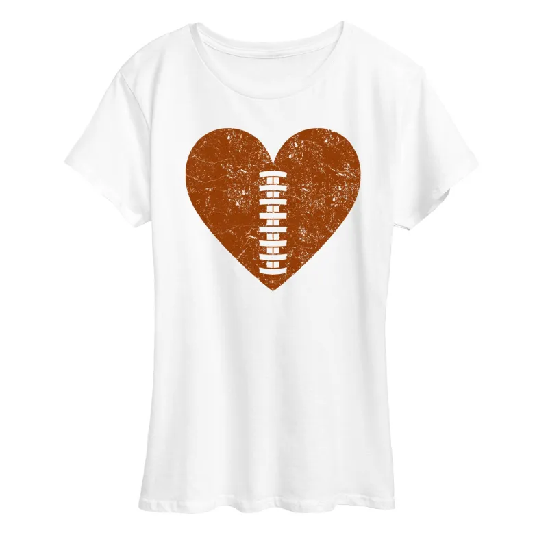 Instant Message - Heart Shape Football - Women's Short Sleeve Graphic T-Shirt sold by Zulily