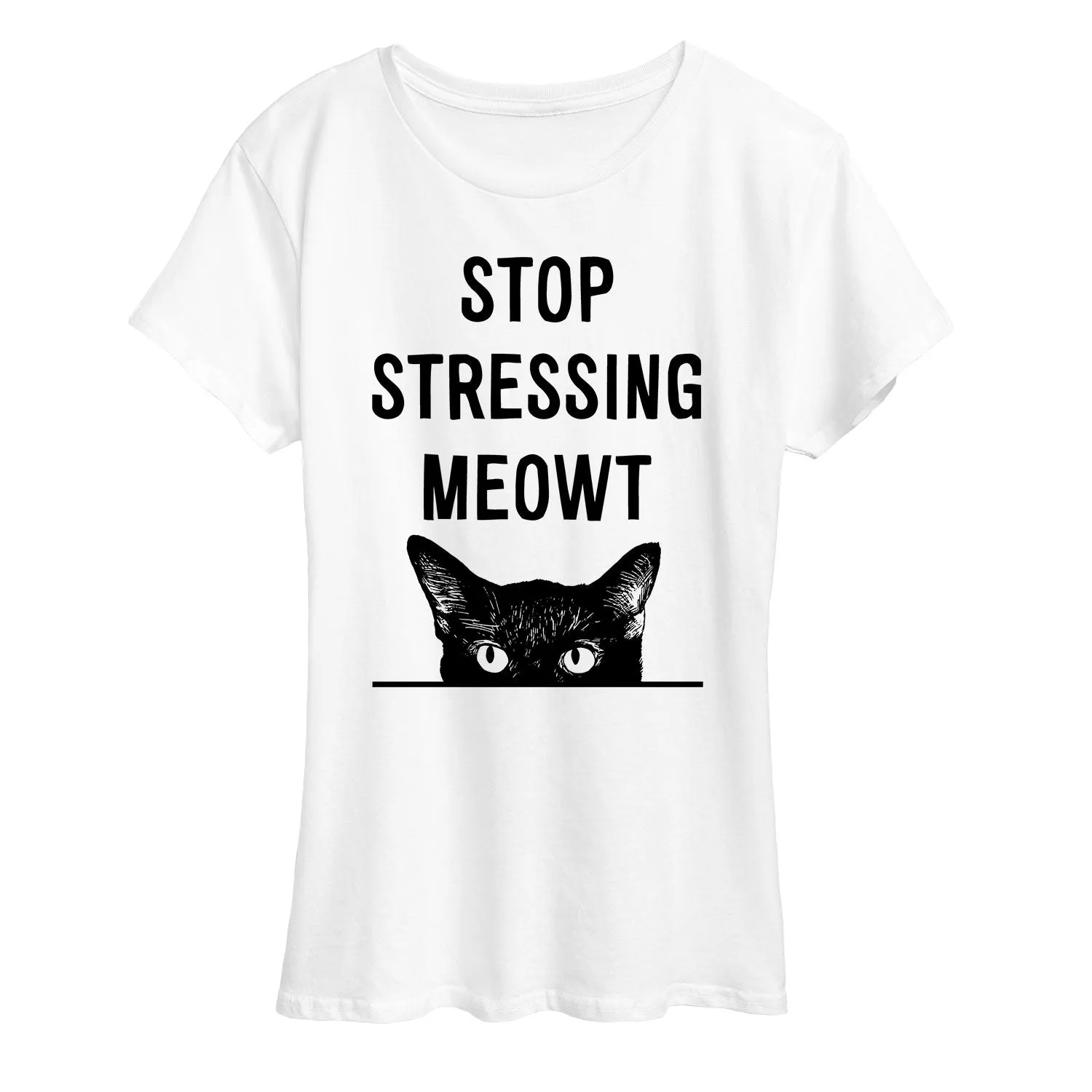 Instant Message - Stop Stressing Meowt - Women's Short Sleeve Graphic T-Shirt sold by Zulily product image thumbnail 2