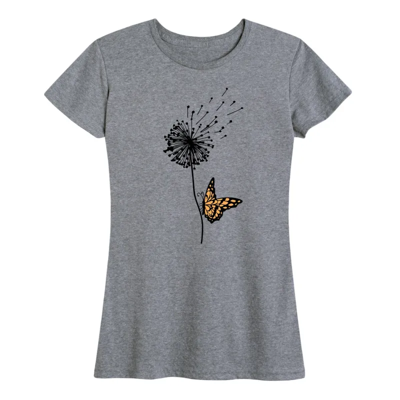 Instant Message - Butterfly On Dandelion - Women's Short Sleeve Graphic T-Shirt sold by Zulily
