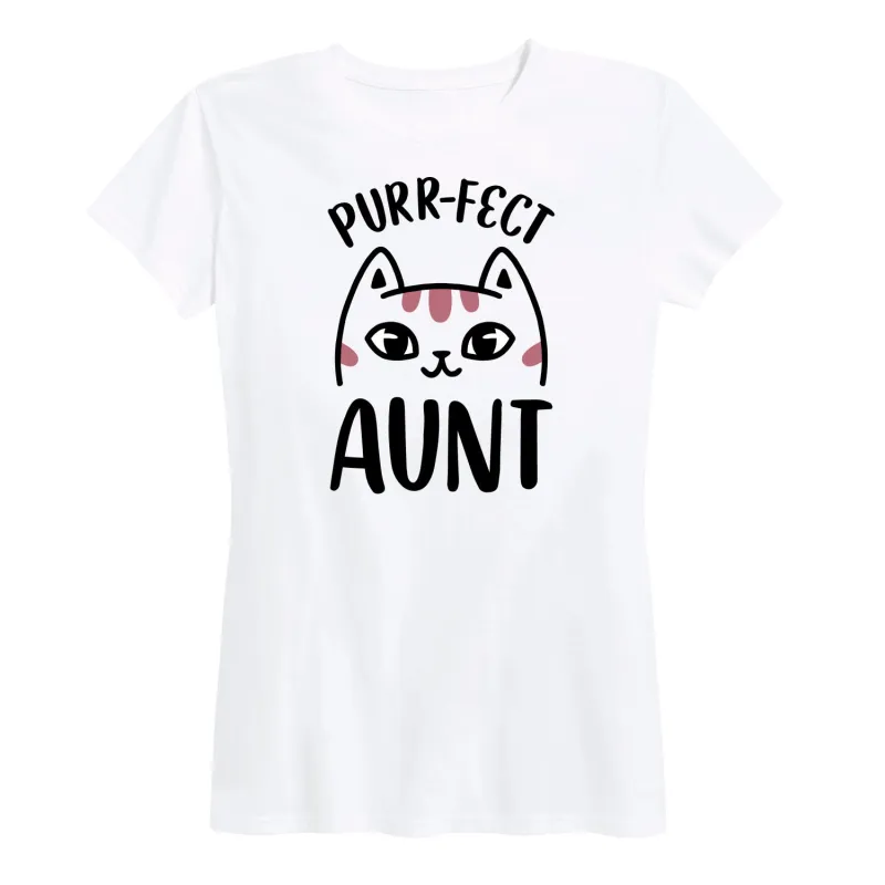 Instant Message - Purrfect Aunt - Women's Short Sleeve Graphic T-Shirt sold by Zulily