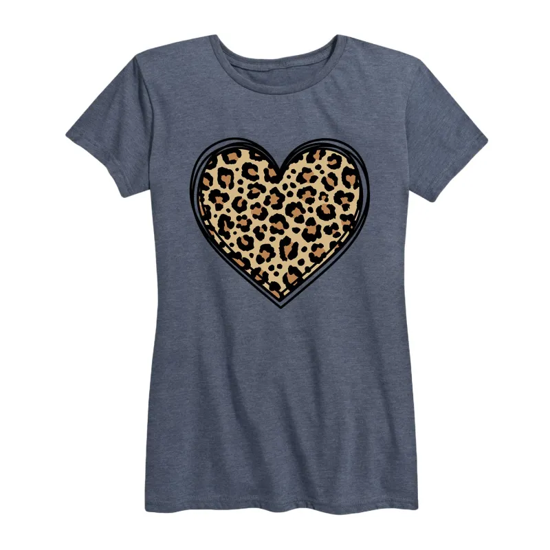 Instant Message - Sketch Leopard Heart - Women's Short Sleeve Graphic T-Shirt sold by Zulily