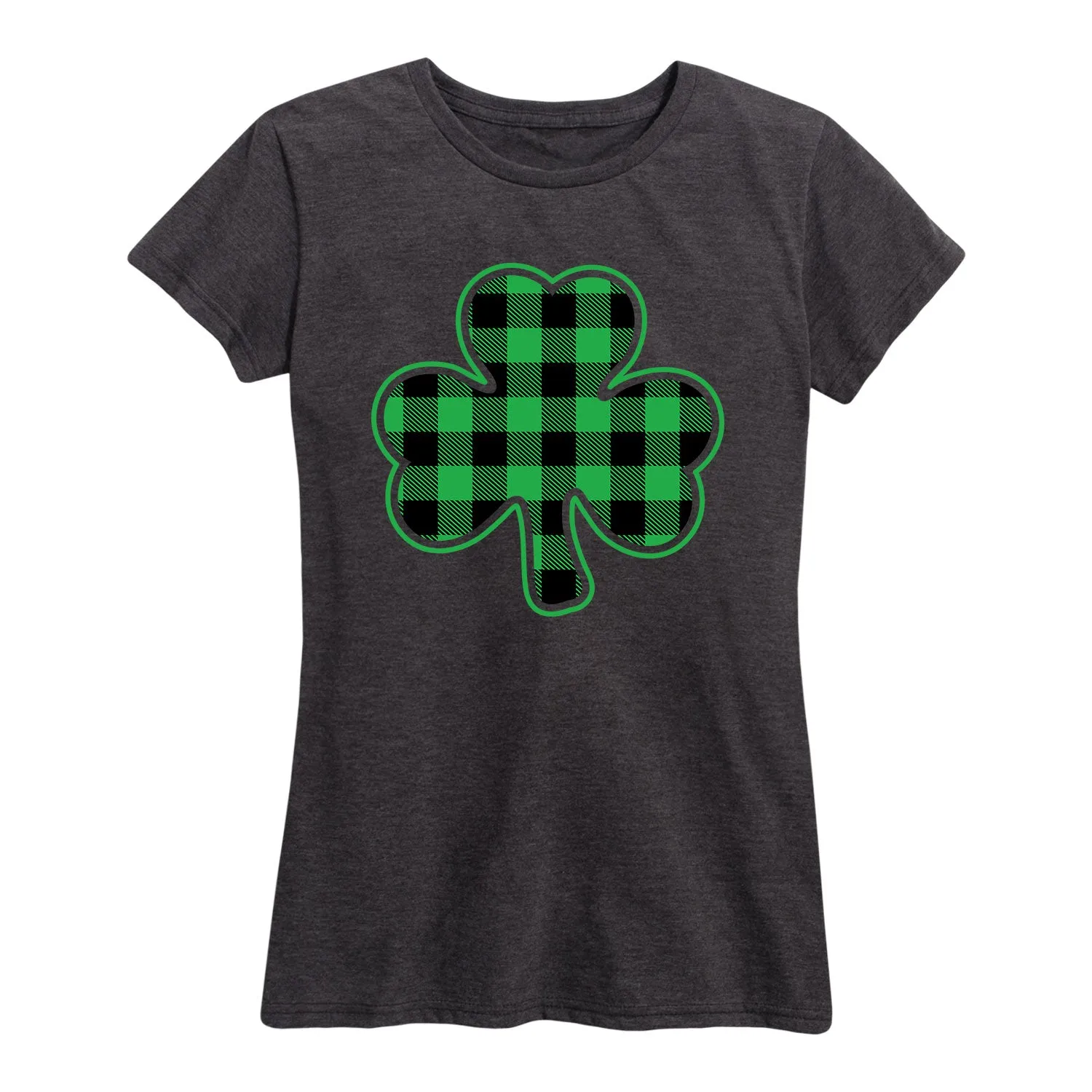Instant Message - Shamrock Buffalo Plaid - Women's Short Sleeve Graphic T-Shirt sold by Zulily