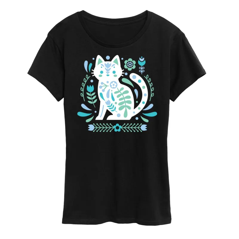 Instant Message - Scandinavian Cat - Women's Short Sleeve Graphic T-Shirt sold by Zulily
