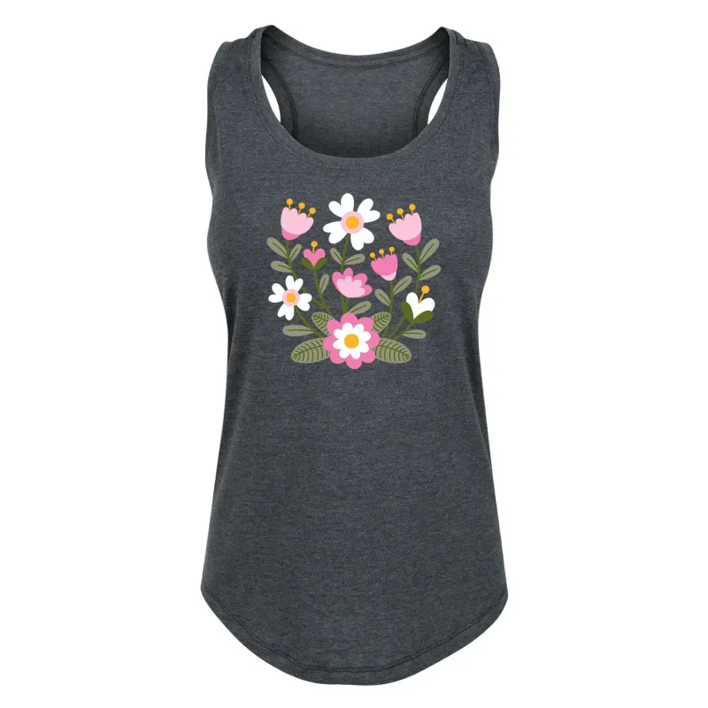 Instant Message - Scandinavian Flower Cluster - Women's Racerback Tank Top sold by Zulily