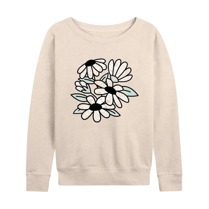 Instant Message - Patterned Flowers - Women's Lightweight French Terry Long Sleeve Shirt sold by Zulily