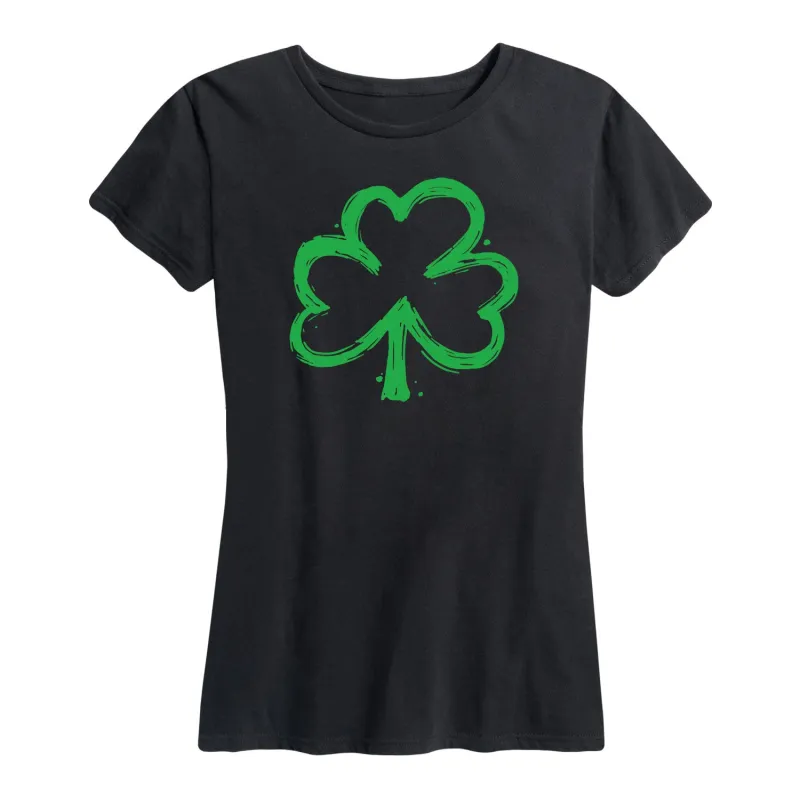 Instant Message - Paintbrush Shamrock - Women's Short Sleeve Graphic T-Shirt sold by Zulily