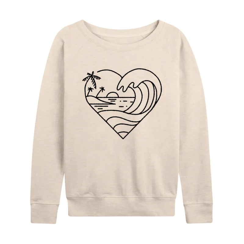Instant Message - Heart Ocean Line Art - Women's Lightweight French Terry Long Sleeve Shirt sold by Zulily