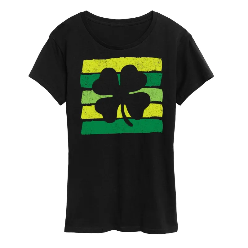 Instant Message - Negative Space Shamrock - Women's Short Sleeve Graphic T-Shirt made by Zulily