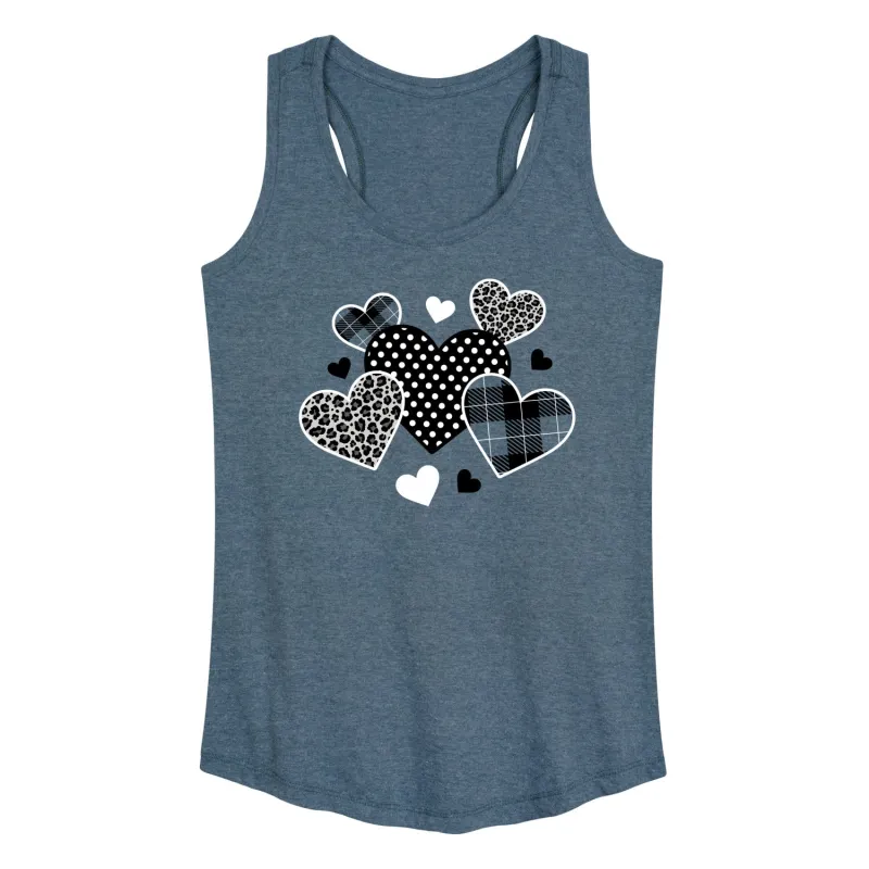 Instant Message - Mixed Patterned Hearts - Women's Racerback Tank Top sold by Zulily