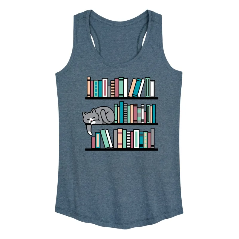 Instant Message - Cat Book Shelf - Women's Racerback Tank Top sold by Zulily