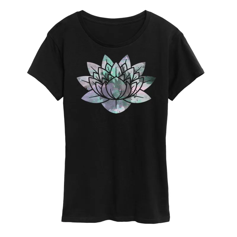 Instant Message - Watercolor Lotus - Women's Short Sleeve Graphic T-Shirt sold by Zulily