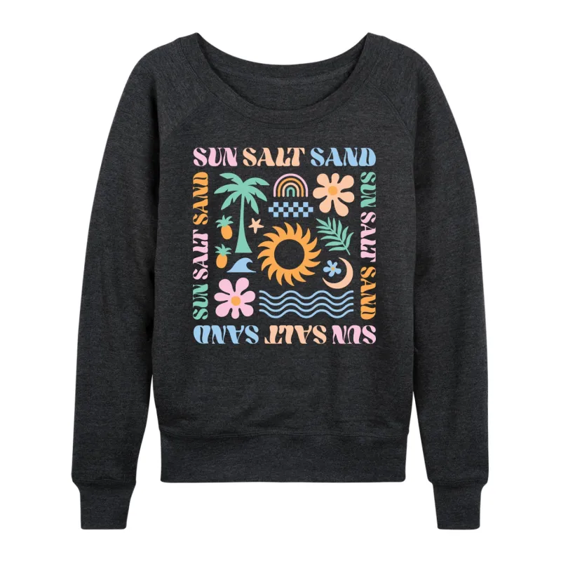Instant Message - Sun Salt Sand Icons - Women's Lightweight French Terry Long Sleeve Shirt sold by Zulily