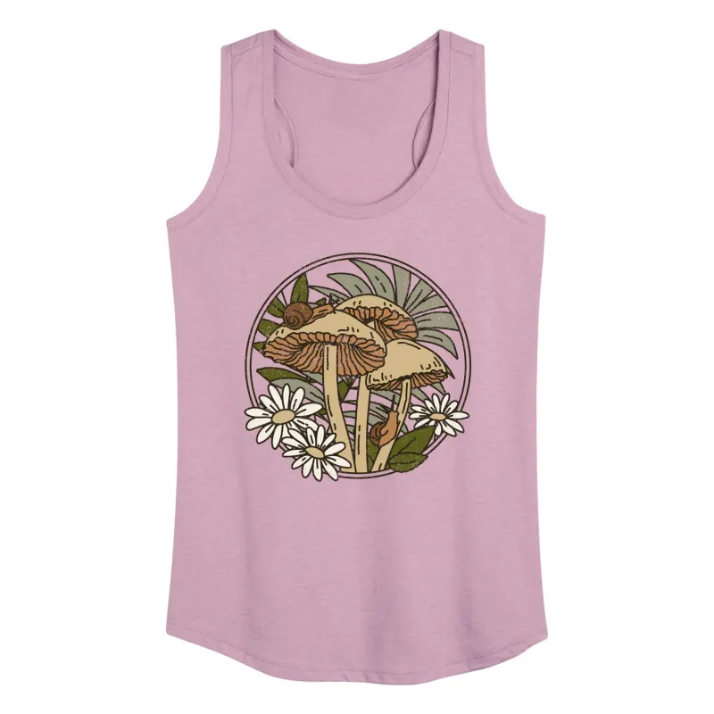 Instant Message - Spring - Mushrooms, Snails, & Daisies - Women's Racerback Tank Top sold by Zulily