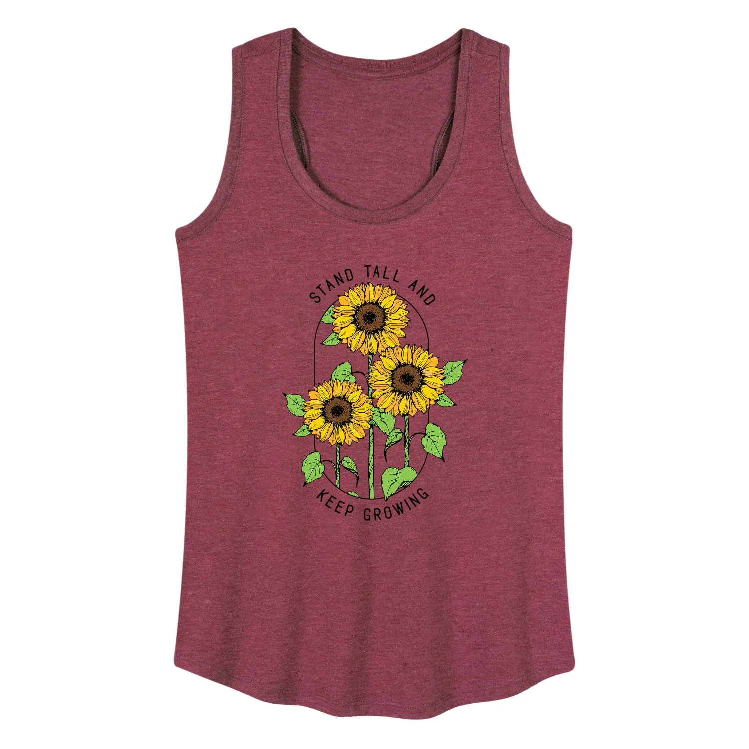 Instant Message - Inspirational - Stand Tall & Keep Growing - Sunflower - Women's Racerback Tank Top sold by Zulily product image thumbnail 4